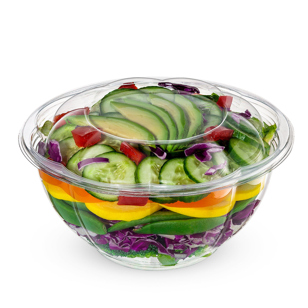 32 oz. Plastic Salad Bowls To-Go With Airtight Lids - Comfy Package