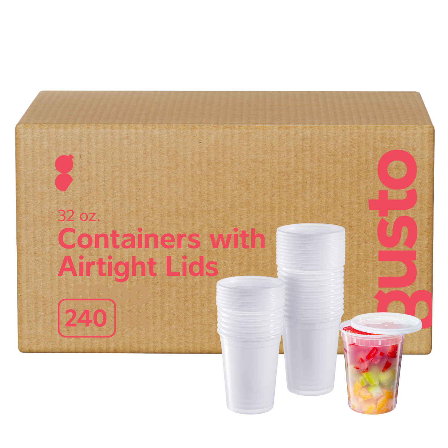 Pantry Value [Case of 240] 32 oz. Plastic Deli Food Storage Containers with Airtight Lids