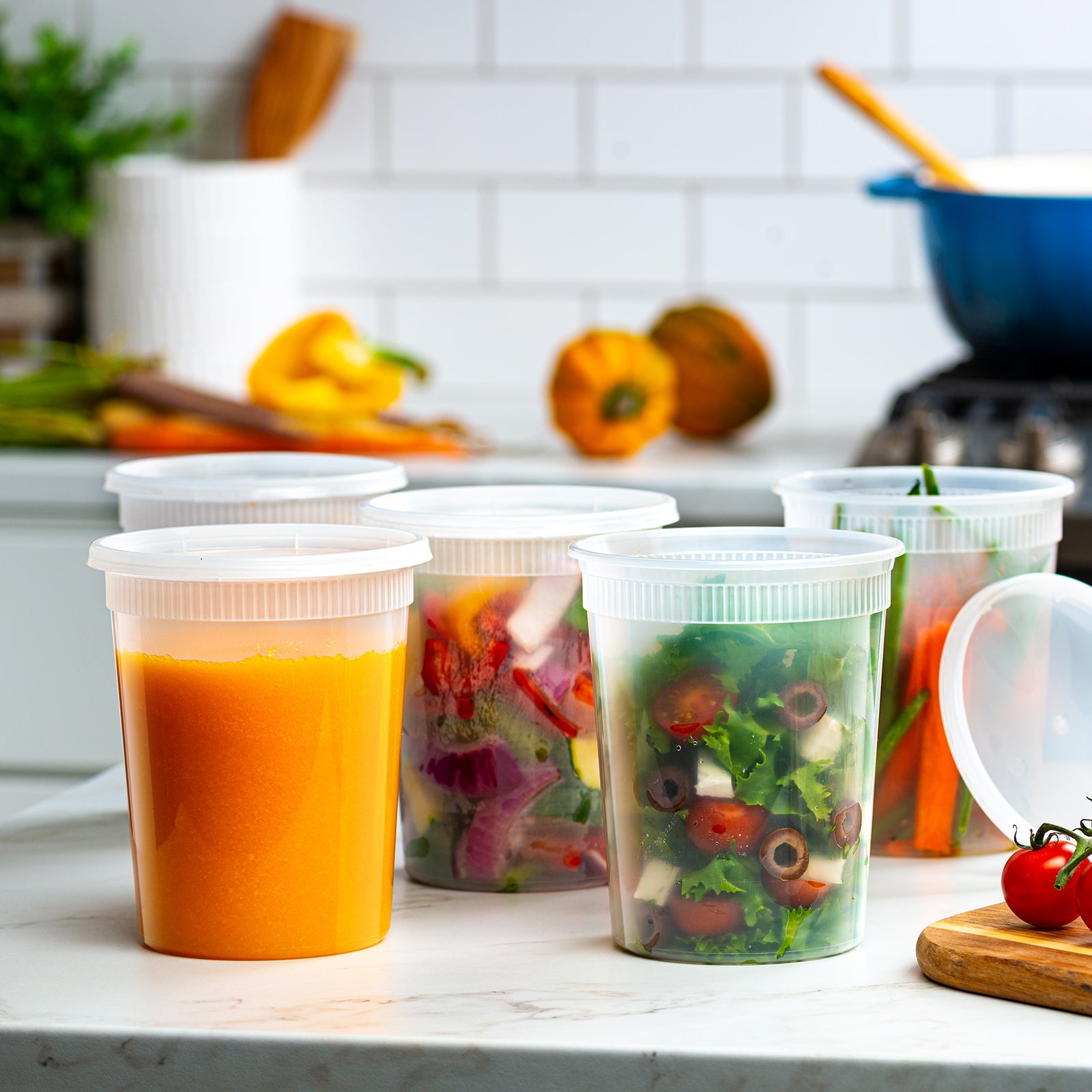 32 oz. Deli Food Storage Containers With Lids - Comfy Package