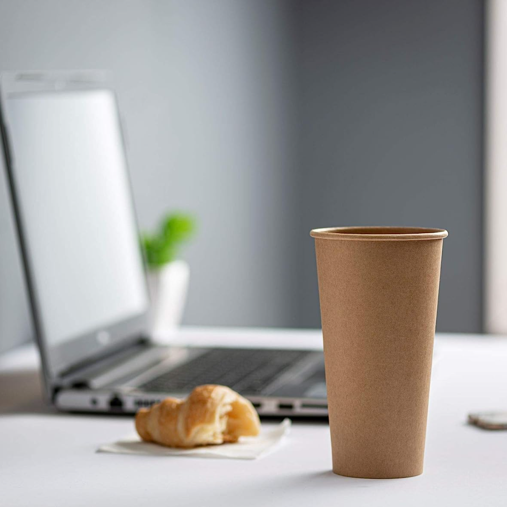 20 oz. Kraft Paper Hot Coffee Cups- Unbleached