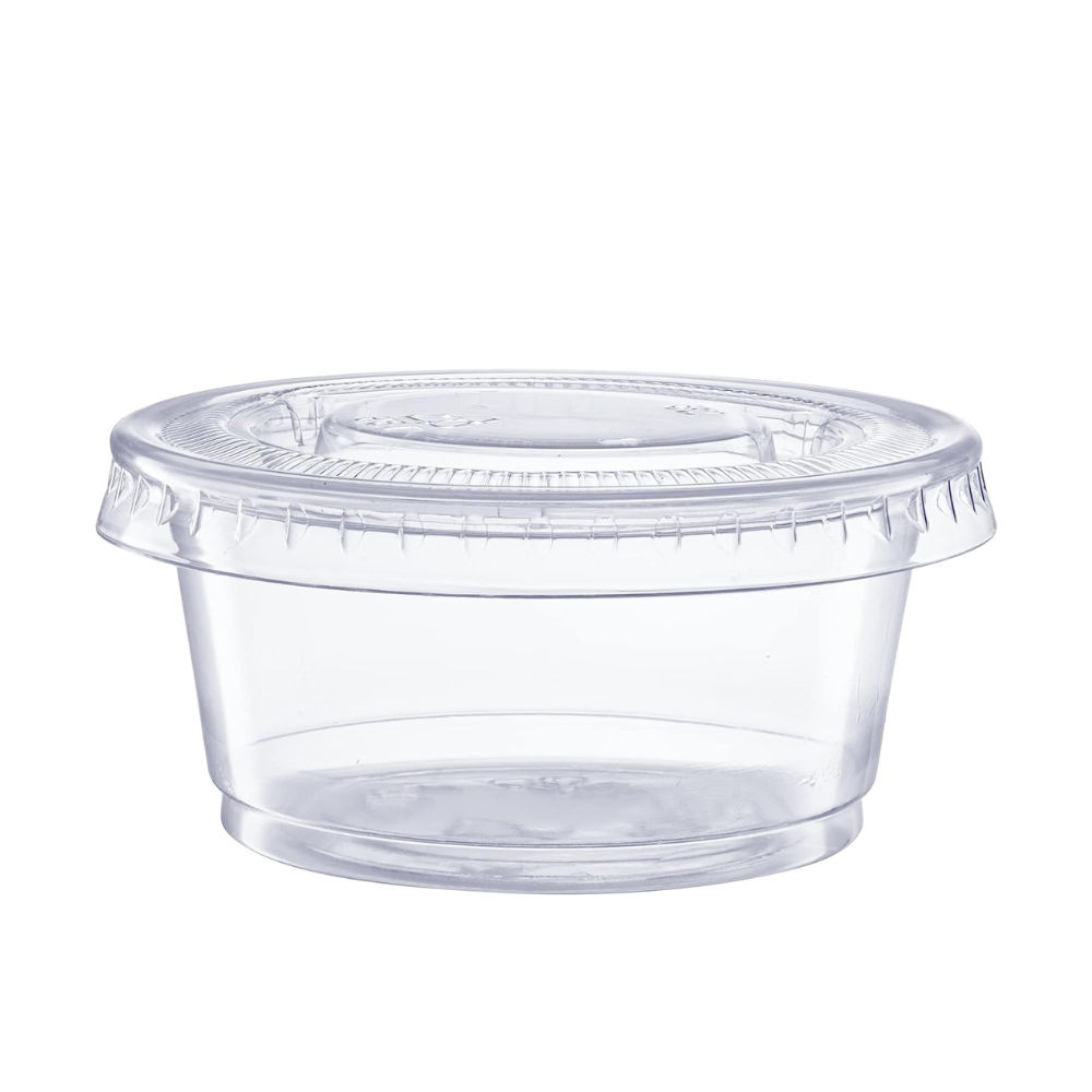 5.5 oz. Plastic Disposable Portion Cups With Lids - Souffle Cups - Comfy Package