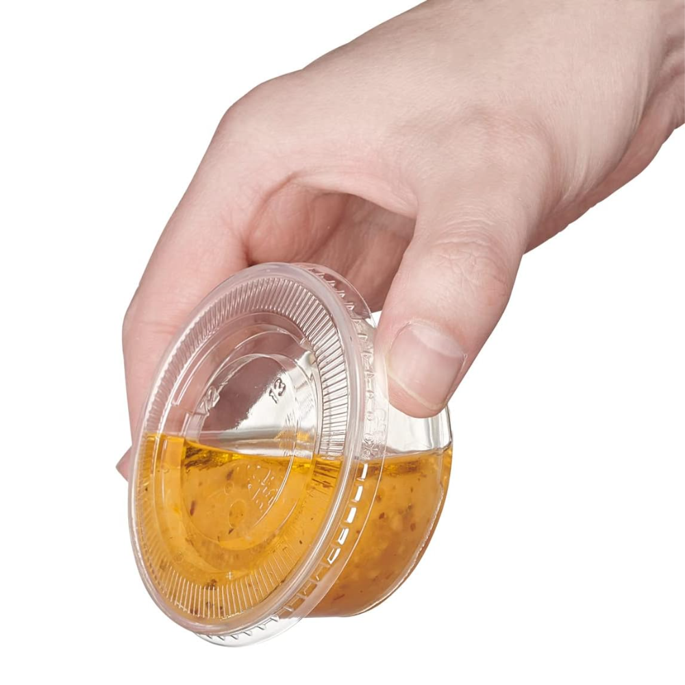 3.25 oz. Plastic Disposable Portion Cups With Lids - Souffle Cups - Comfy Package
