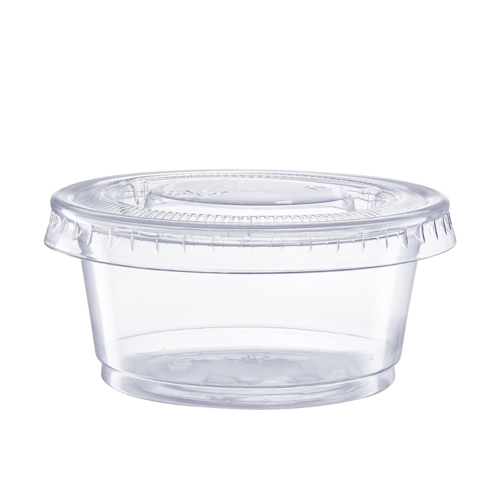 5.5 oz. Plastic Disposable Portion Cups With Lids - Souffle Cups