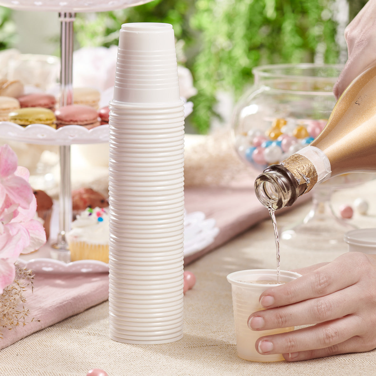 3 oz. White Plastic Bathroom Cups - Comfy Package