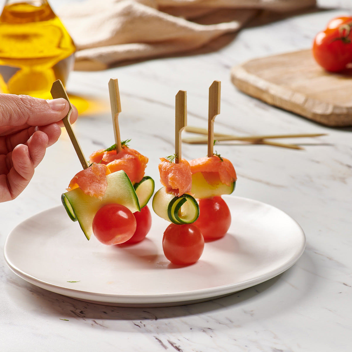 [Case of 5000] 4.7 Inch Bamboo Wooden Paddle Picks Skewers For Cocktails, Appetizers, Fruits, and Sandwiches