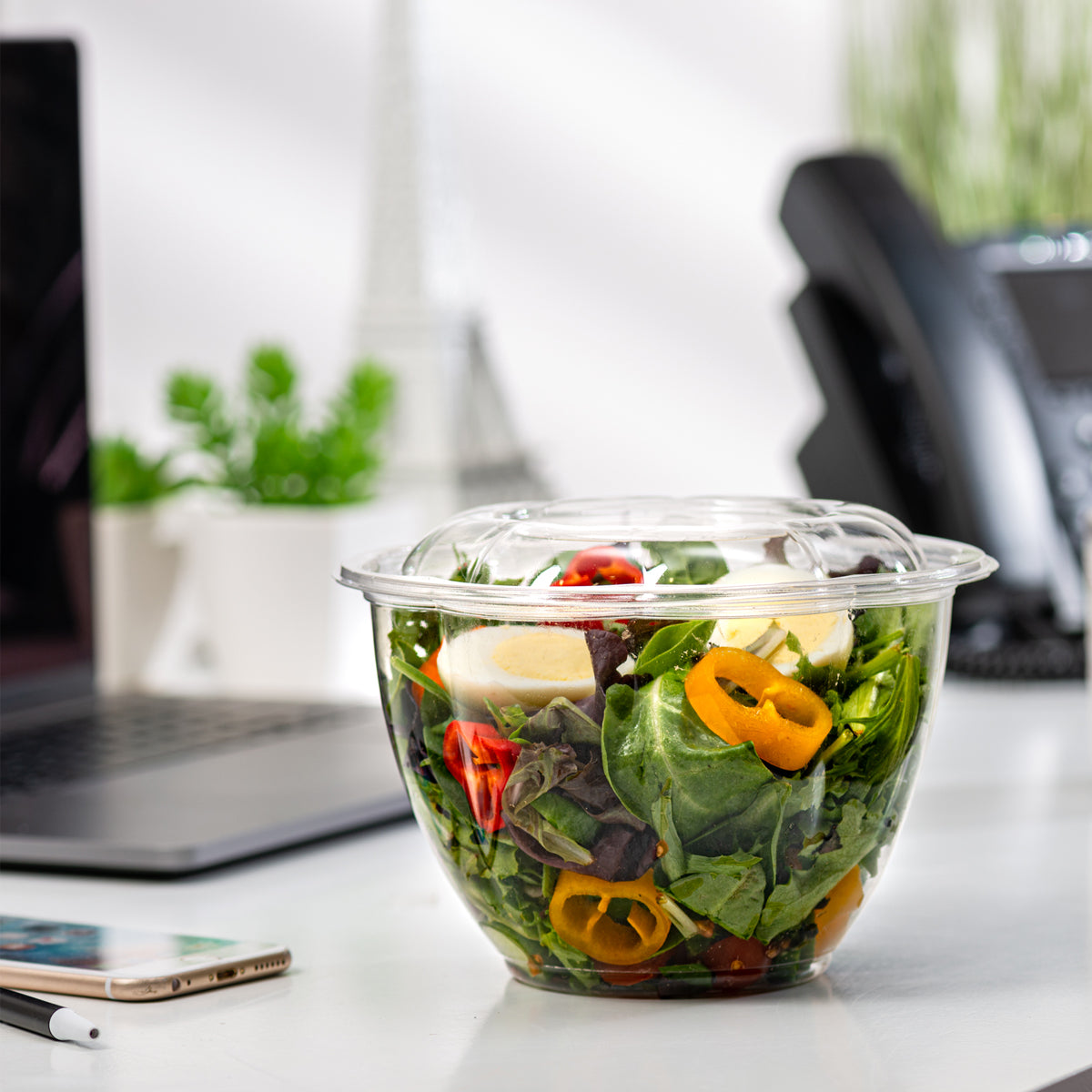 48 oz. Plastic Salad Bowls To Go With Airtight Lids - Comfy Package