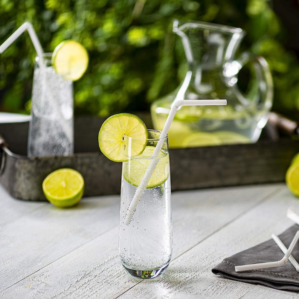 Individually Wrapped White Plastic Flexible Drinking Straws