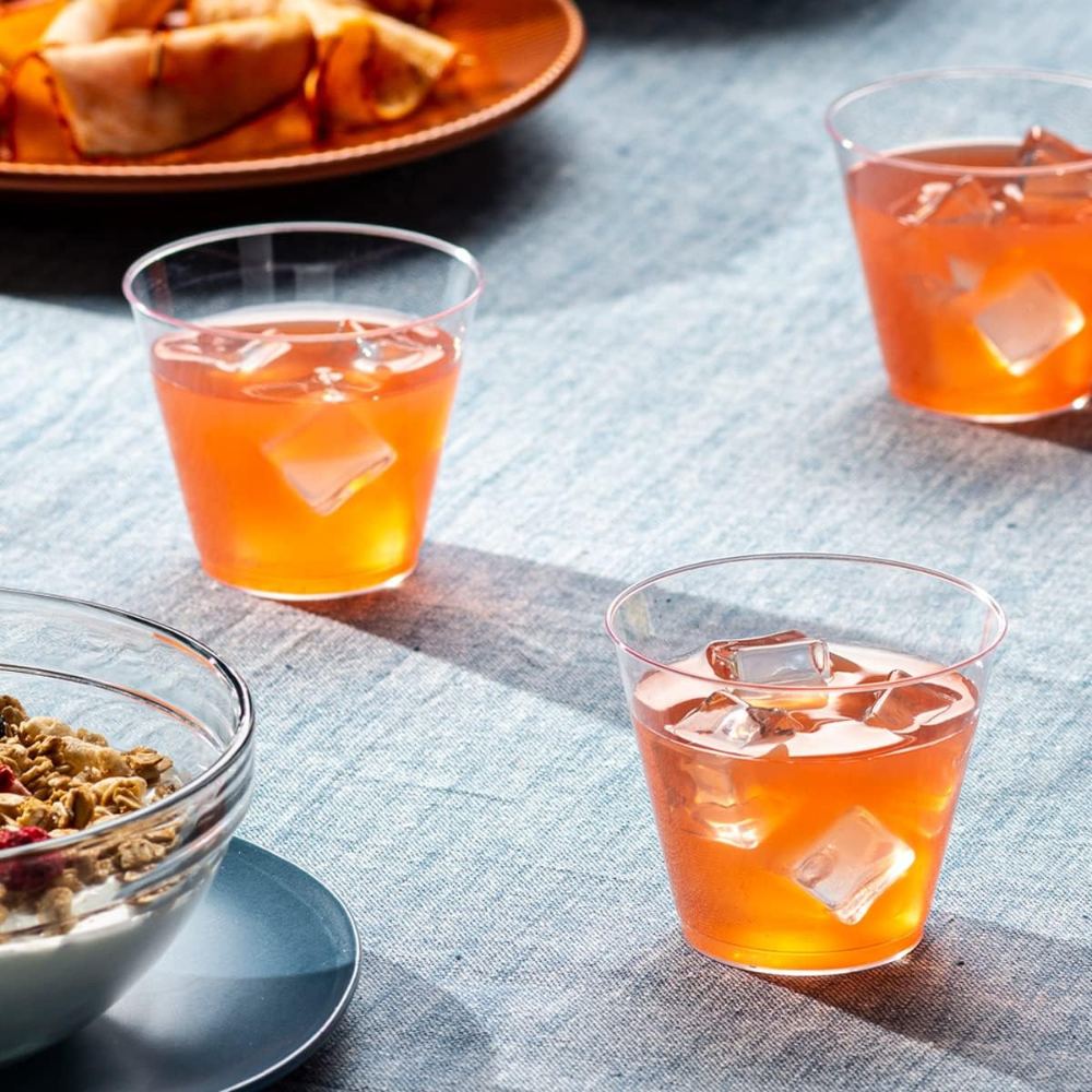5 oz. Squat Clear Hard Plastic Cups Tumblers Small Disposable Party Cocktail Glasses - Comfy Package