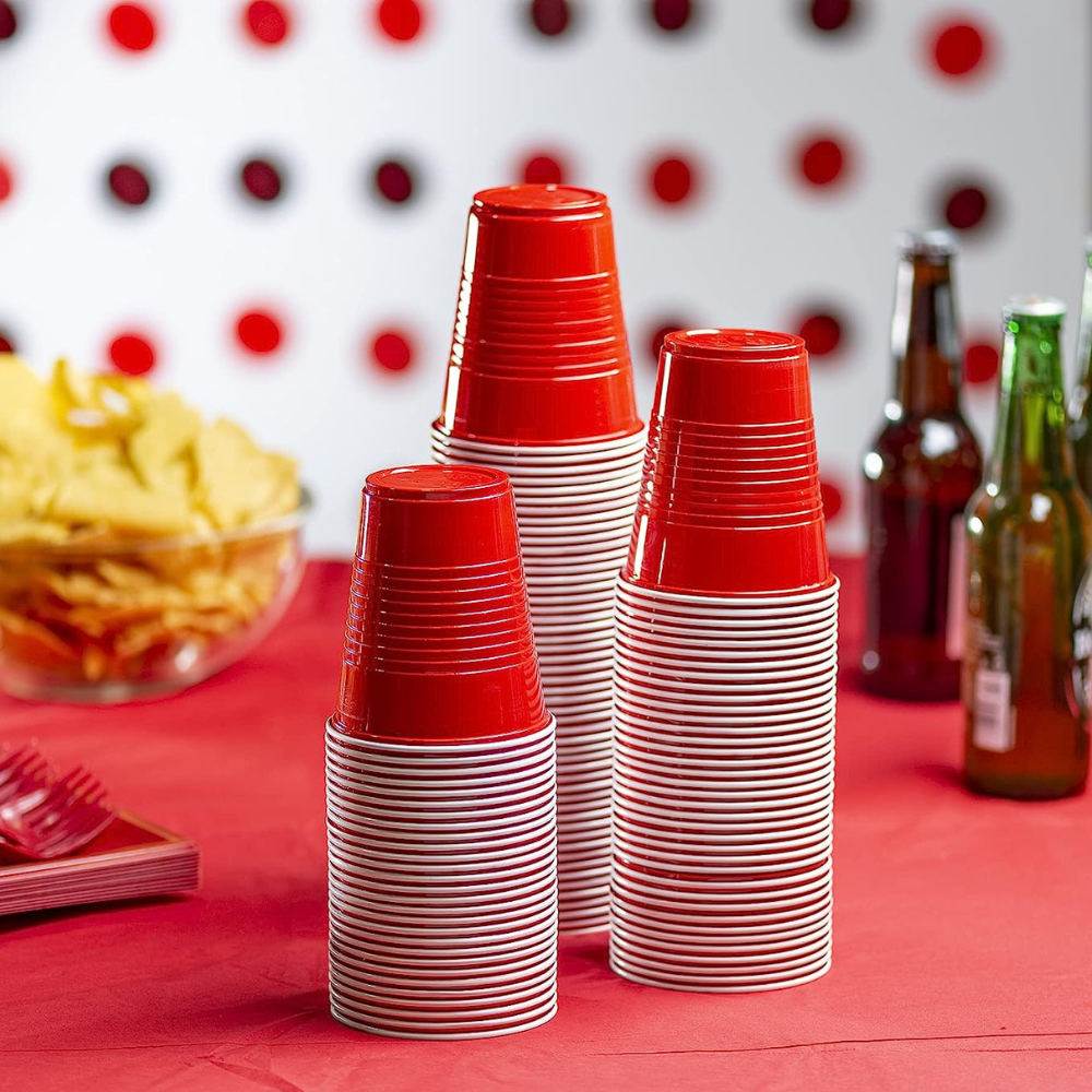 12 oz. Disposable Party Plastic Cups Red Drinking Cups - Comfy Package