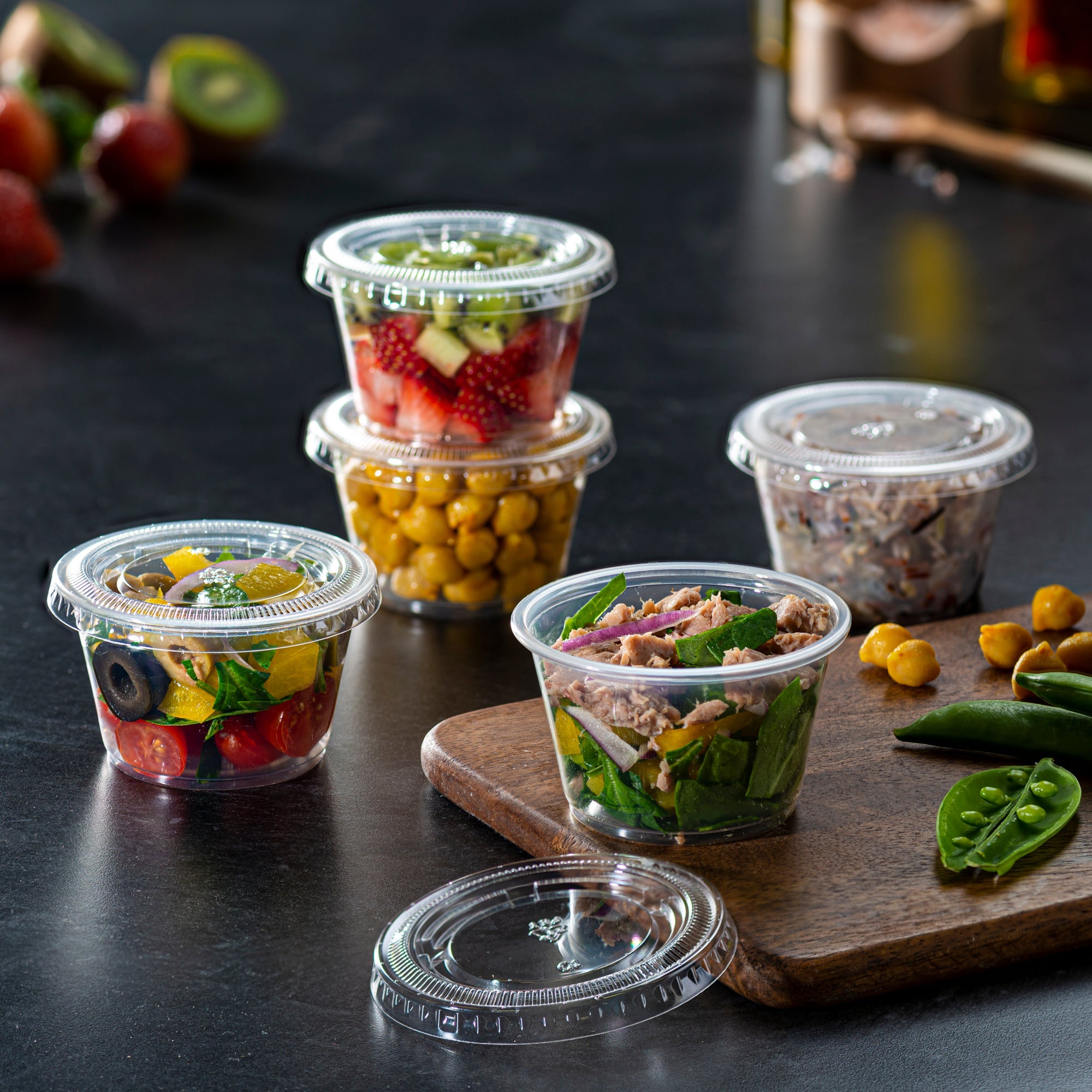 4 oz. Cups with Lids, Small Plastic Condiment Containers - Comfy Package