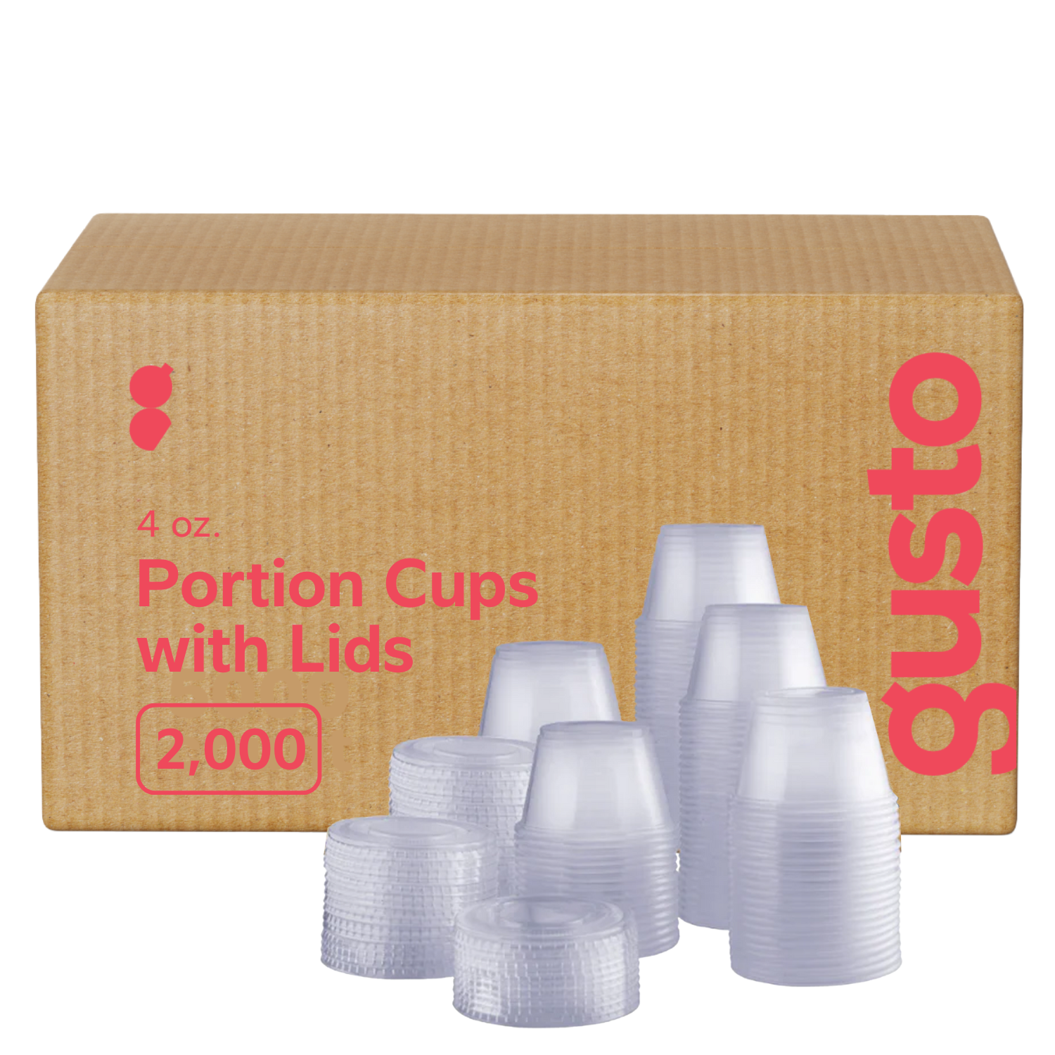 Pantry Value [Case of 2,000] 4 oz. Cups with Lids, Small Plastic Condiment Containers for Sauce, Salad Dressings, Ramekins, & Portion Control