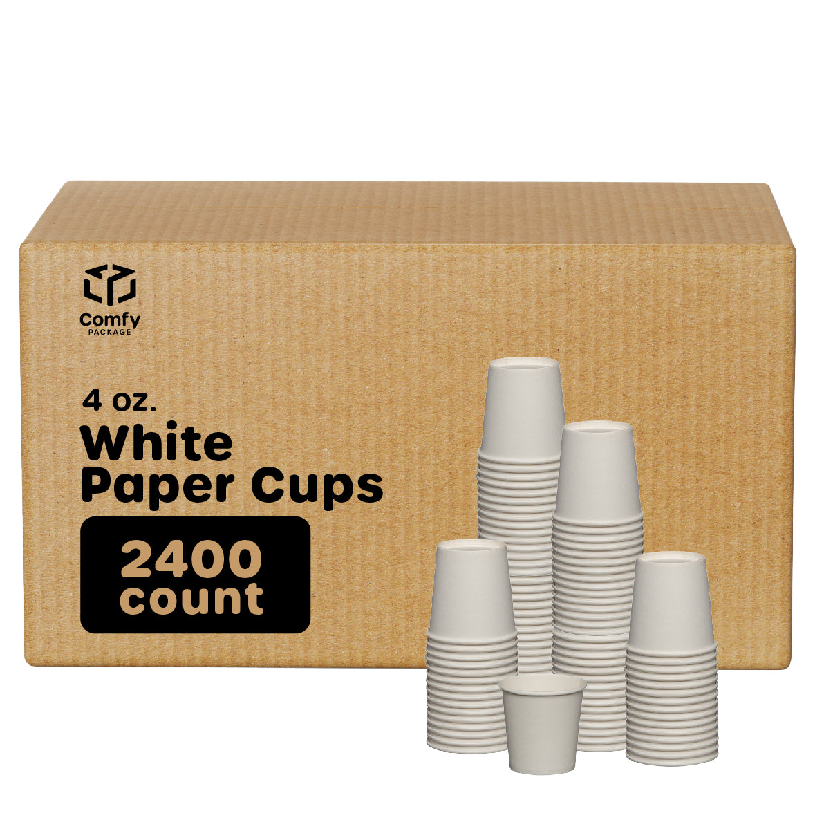 [Case of 2400 Count] 4 oz. White Paper Cups Small Disposable Bathroom, Espresso, Mouthwash Cups