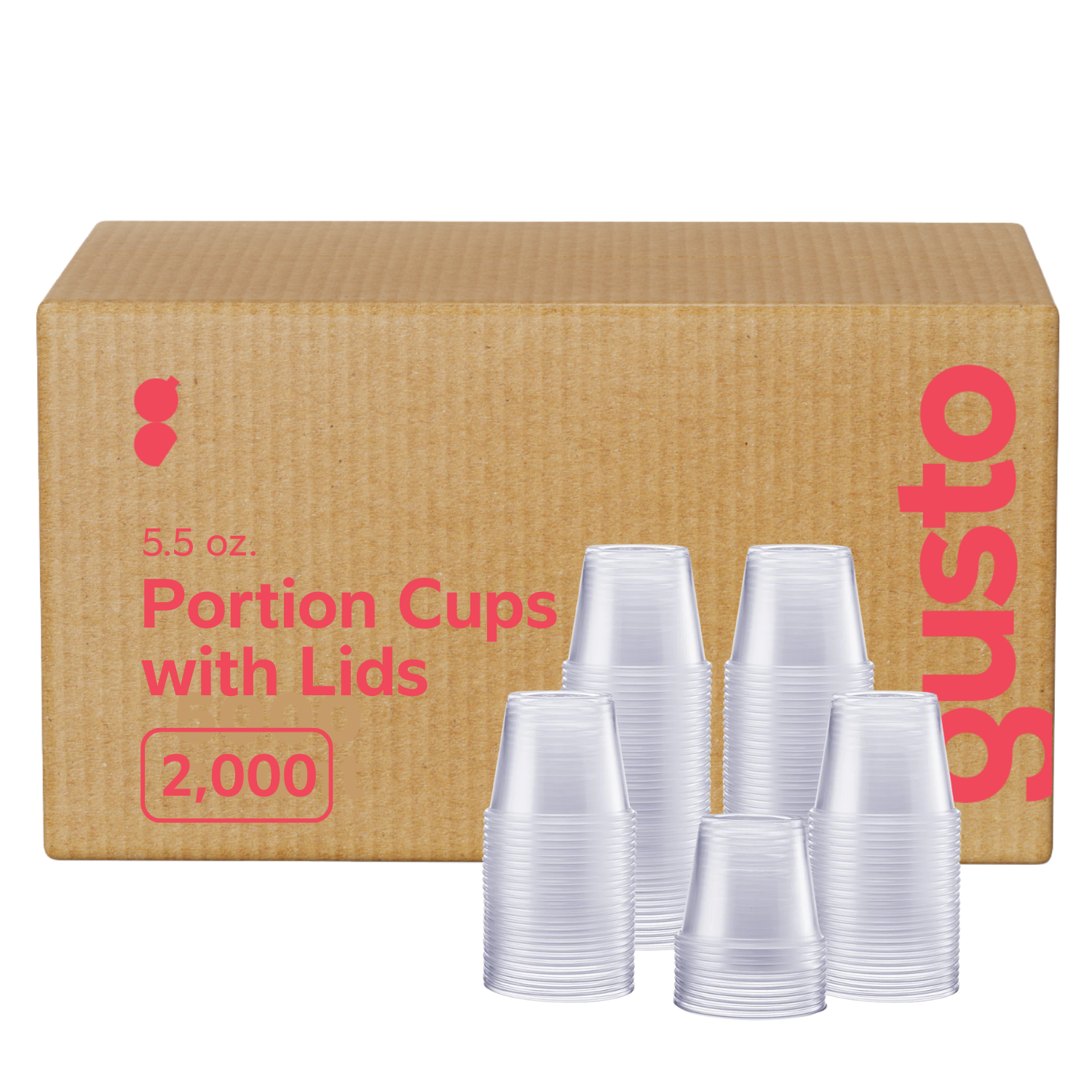 Pantry Value [Case of 2,000] 5.5 oz. Cups with Lids, Small Plastic Condiment Containers for Sauce, Salad Dressings, Ramekins, & Portion Control