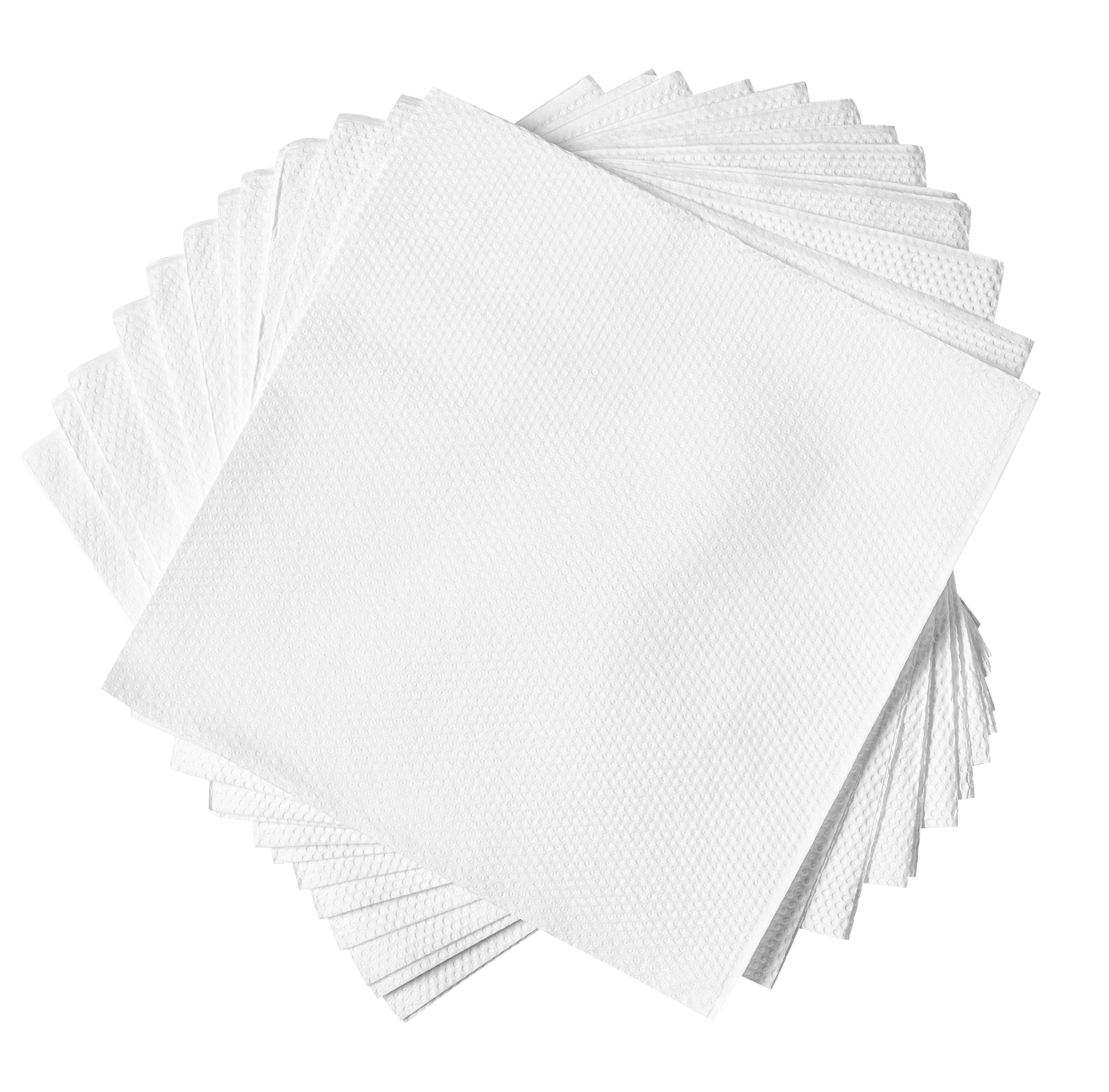 1-ply White Lunch Napkins - 12x12 Disposable Absorbent Paper Napkins - Comfy Package