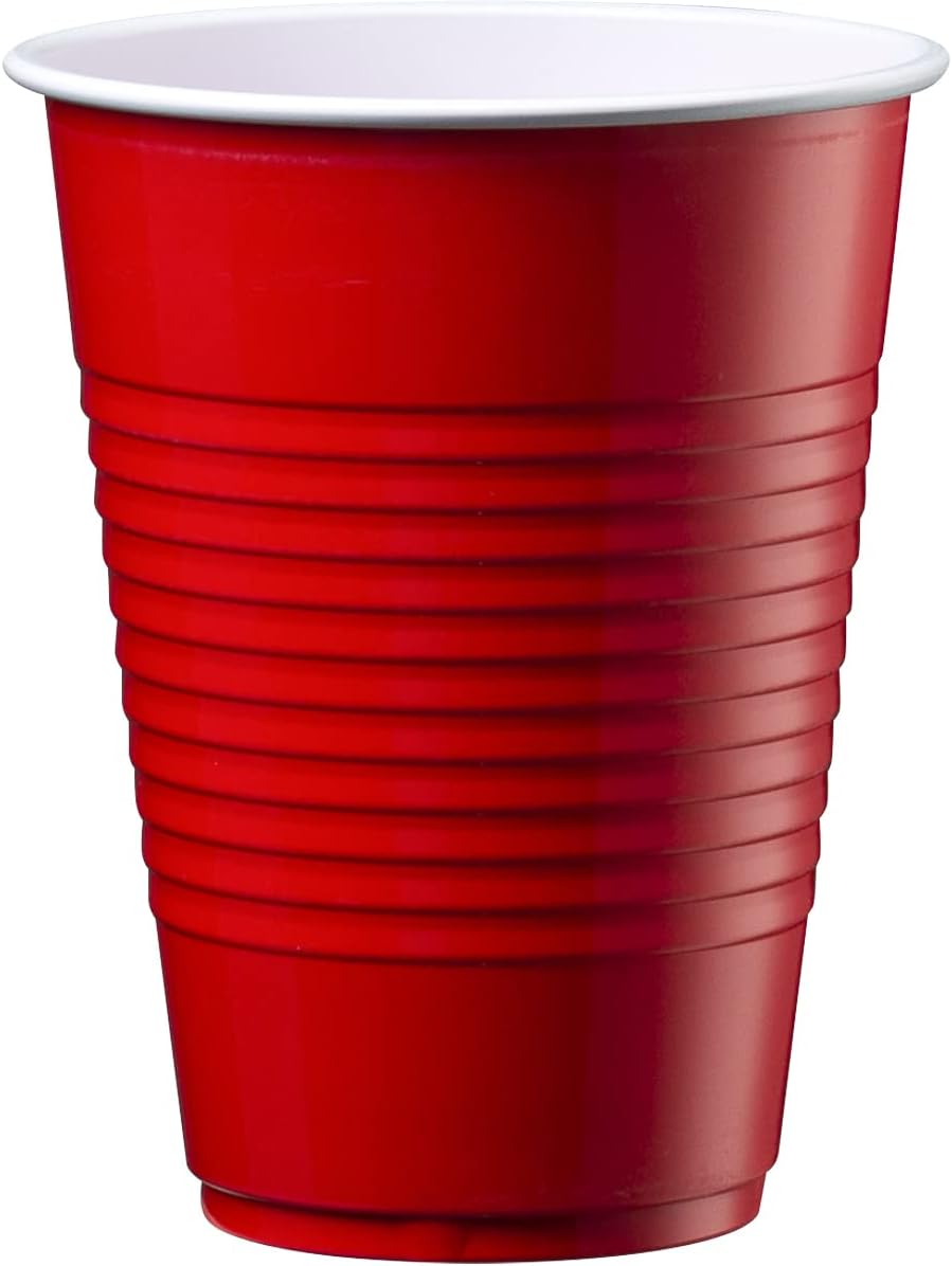 [Case of 1440] Disposable Party Plastic Cups 16 oz. Red Drinking Cups