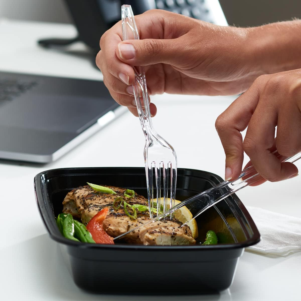 [Case of ] Premium Heavyweight Disposable Clear Plastic Forks