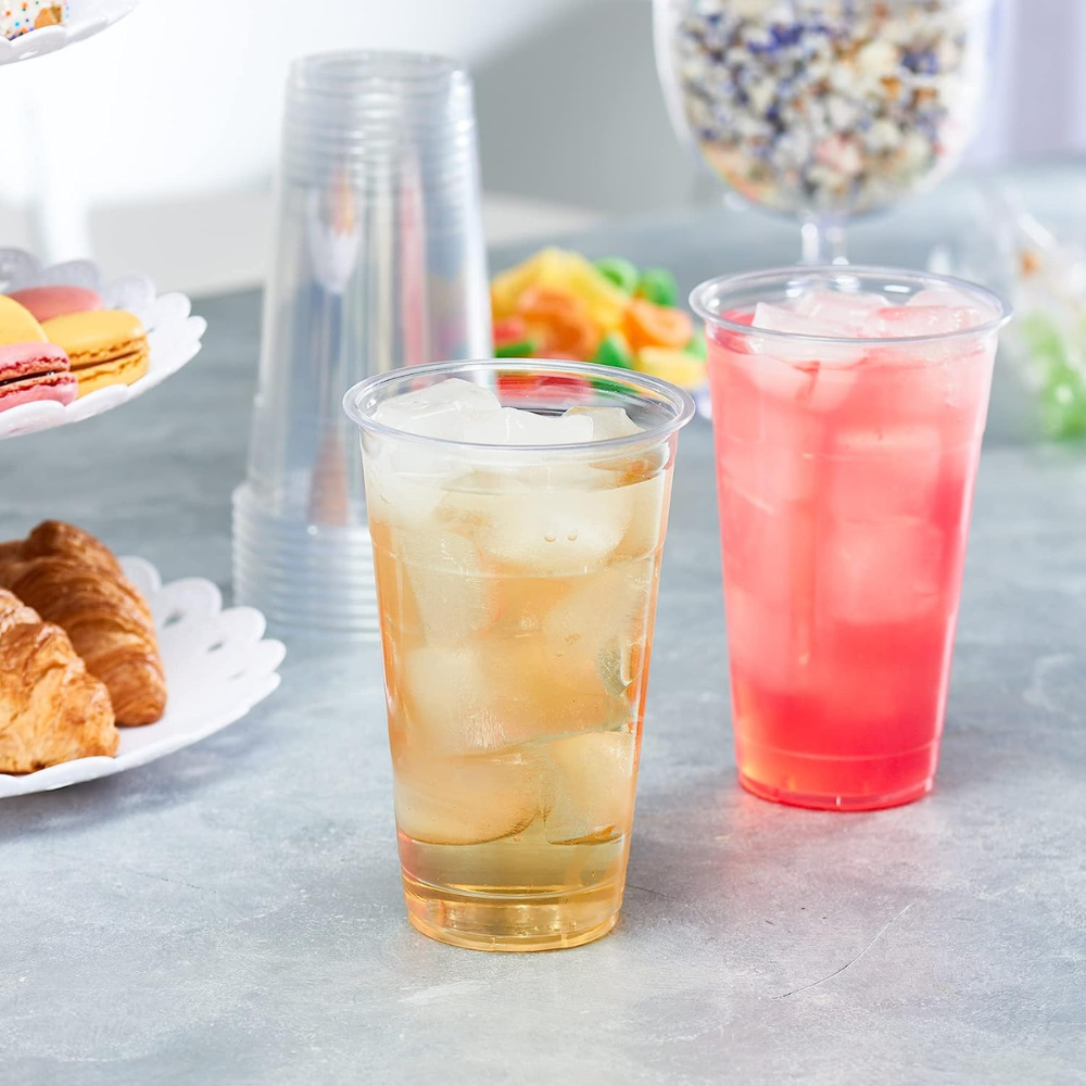 [Case of 1000] 24 oz. Crystal Clear PET Plastic Cups