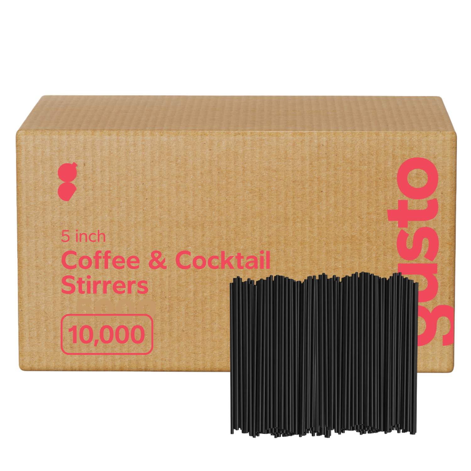 [Case of 10,000] 5 Inch Coffee & Cocktail Stirrers / Straws Disposable Plastic Sip Stir Sticks - Black