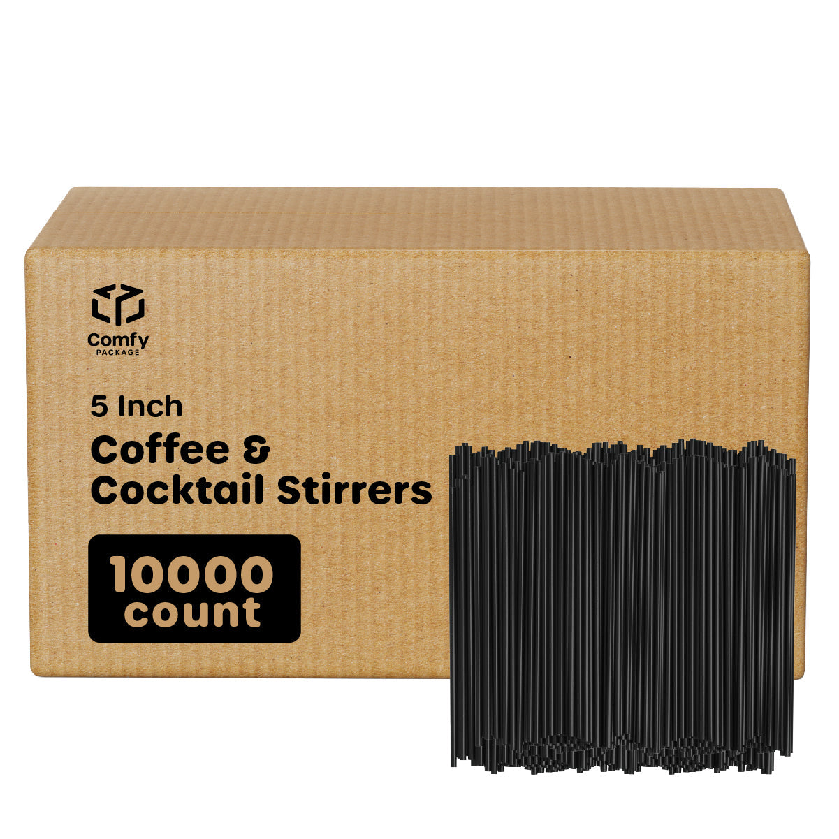 5 Inch Coffee Cocktail Stirrers Straws Disposable Plastic Black - Comfy Package