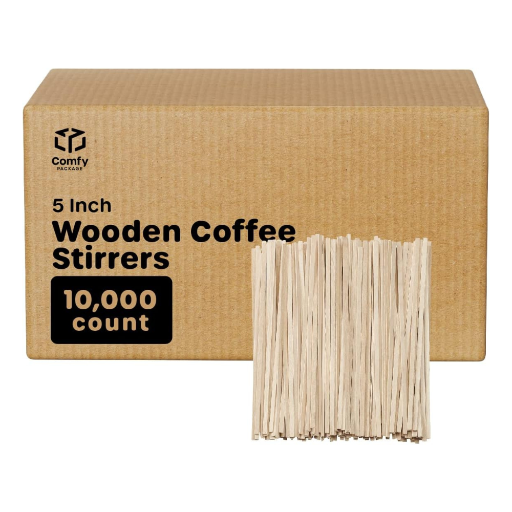 [Case of 10,000] 5.5 Inch Wooden Coffee Stirrers - Wood Stir Sticks