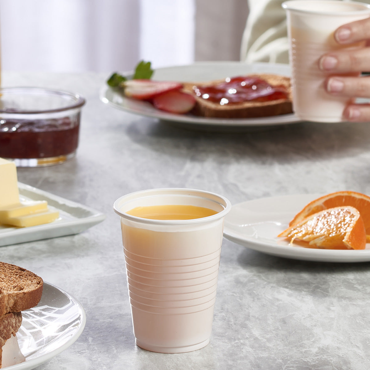 5 oz. White Disposable Plastic Cups - Comfy Package