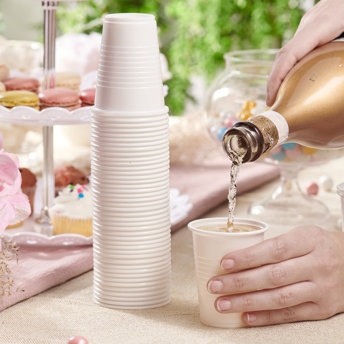 5 oz. White Disposable Plastic Cups - Comfy Package