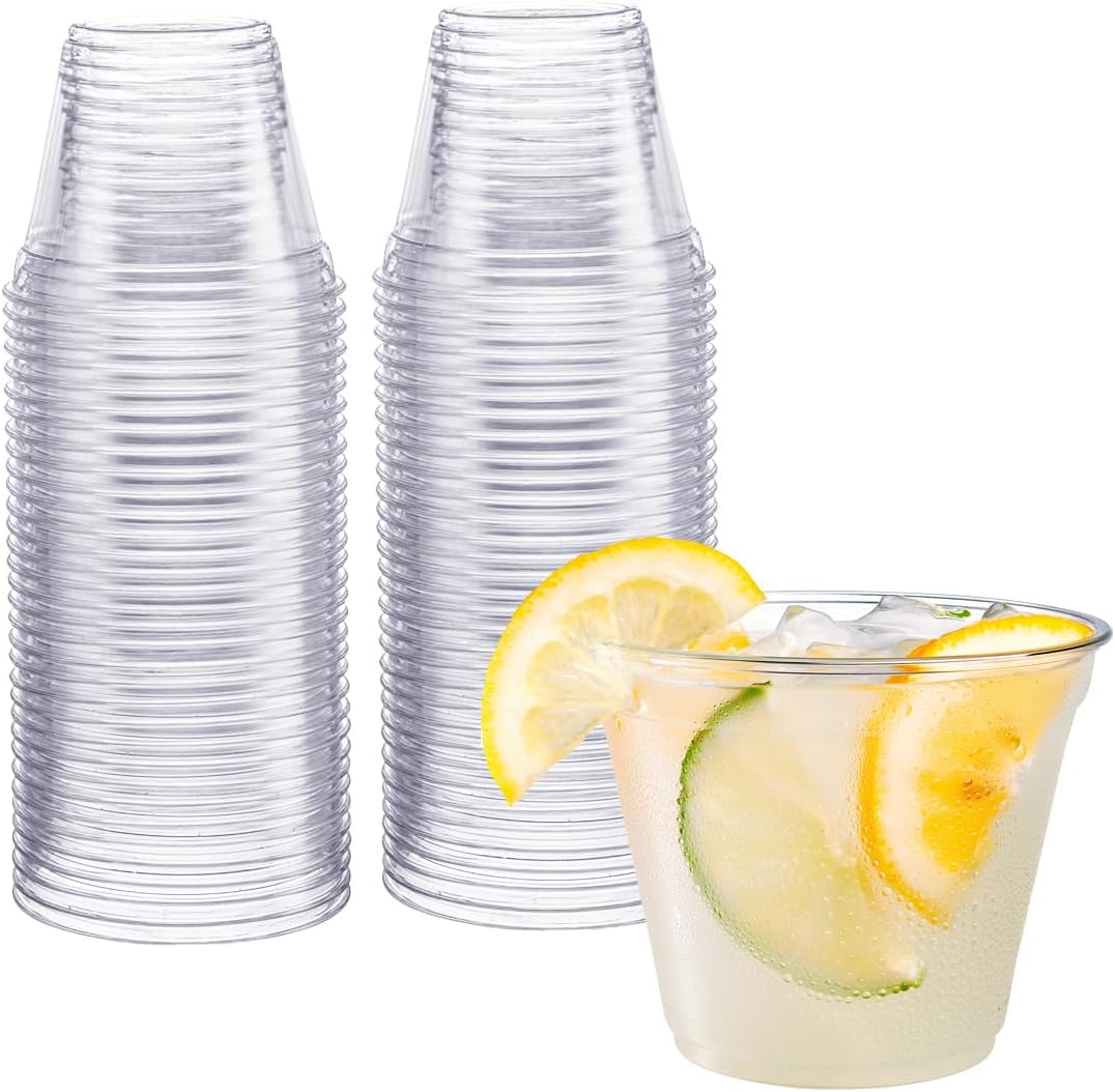 9 oz. Crystal Clear PET Plastic Cups - Comfy Package