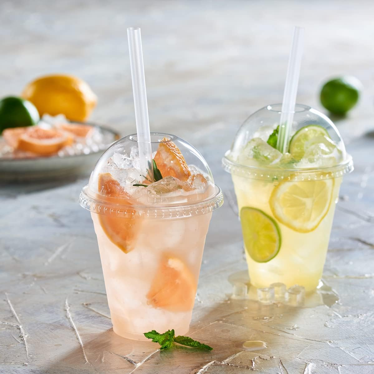 12 oz. Plastic Cups with Dome Lids - Comfy Package