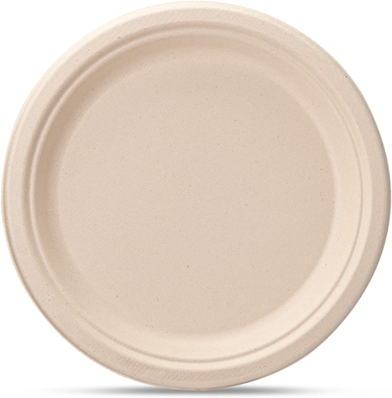 9 Inch Heavy-Duty Plates Eco-Friendly 100% Compostable Disposable Sugarcane Paper Plates - Brown Unbleached - Comfy Package