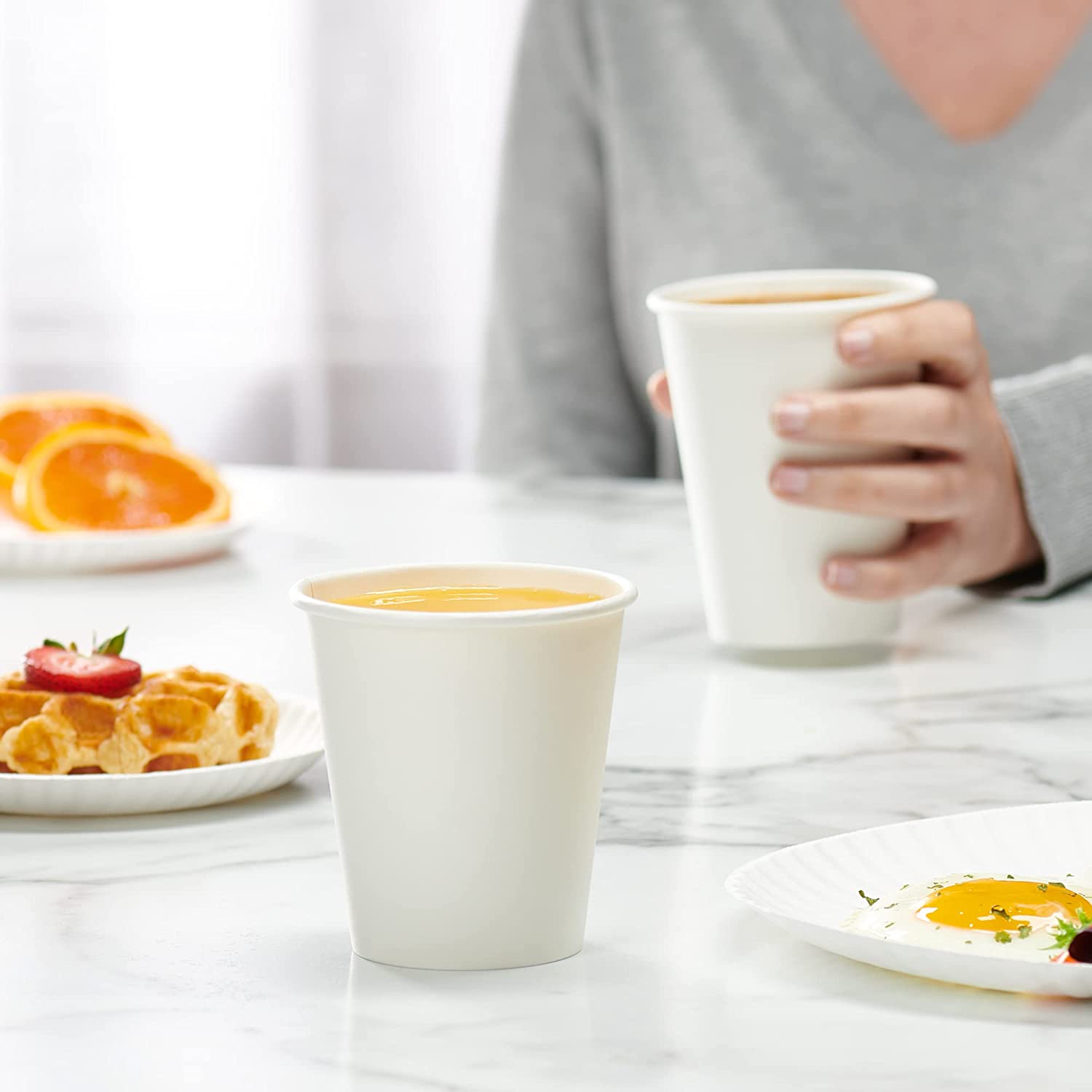 16 oz. White Paper Hot Cups - Coffee Cups - Comfy Package