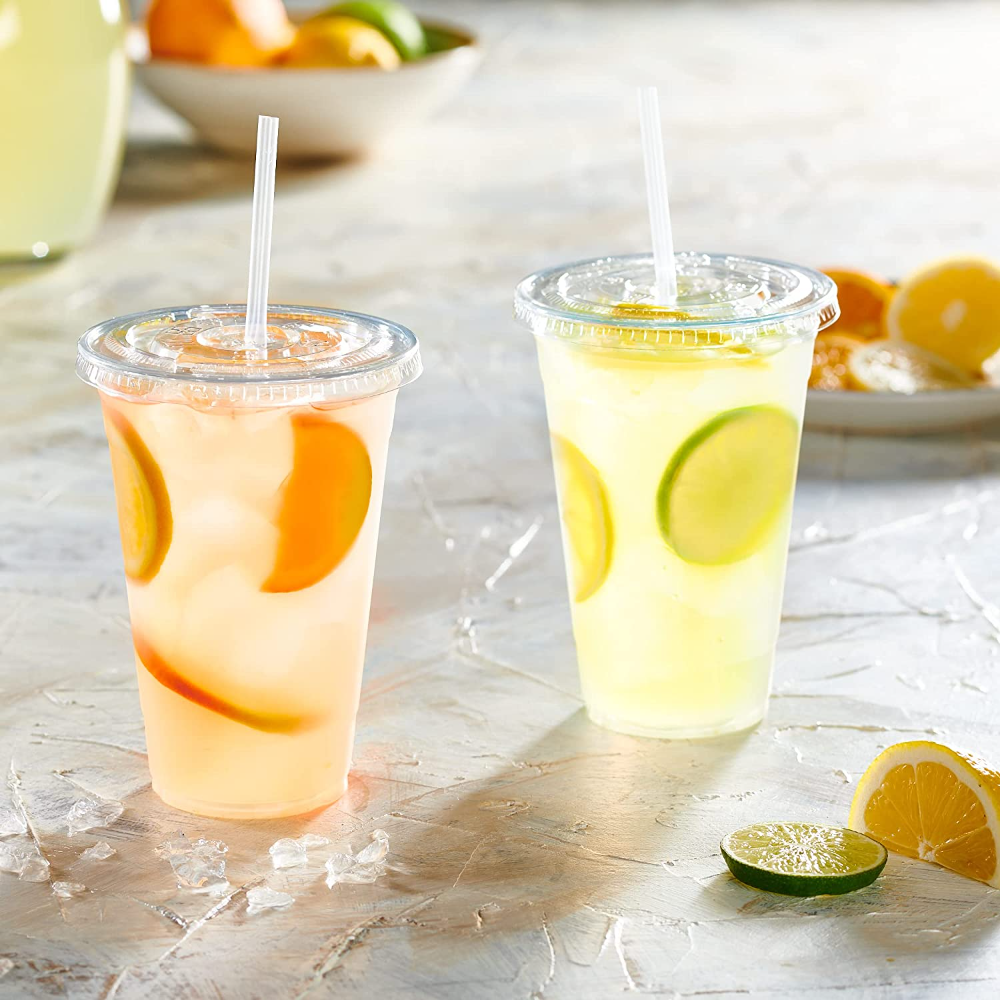 20 oz. Crystal Clear Plastic Cups with Lids - Comfy Package