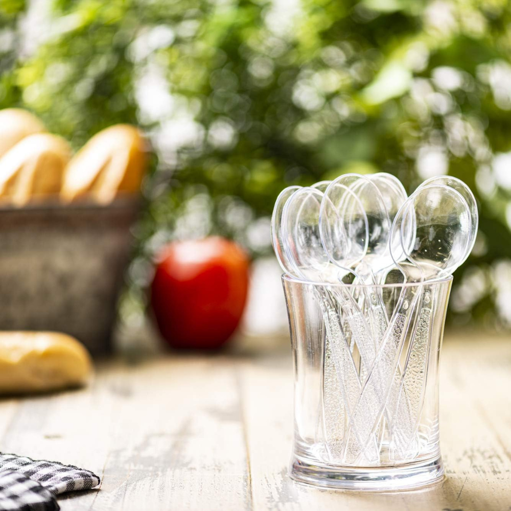 [Case of 1000] Heavyweight Clear Plastic Soup Spoons