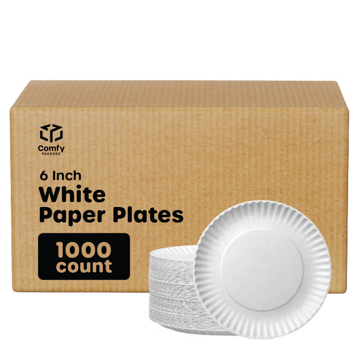 [6 Inch] Disposable White Uncoated Plates, Decorative Craft Paper Plates (Formerly Comfy Package)