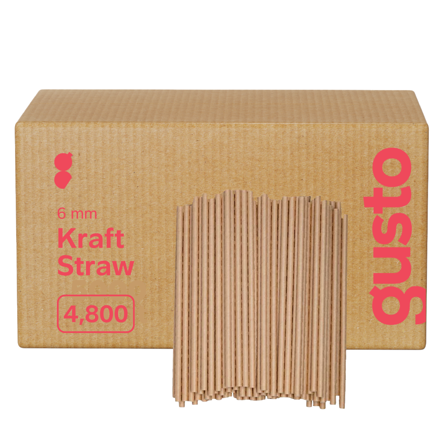 [Case of 4800] 6 mm Kraft Paper Drinking Straws