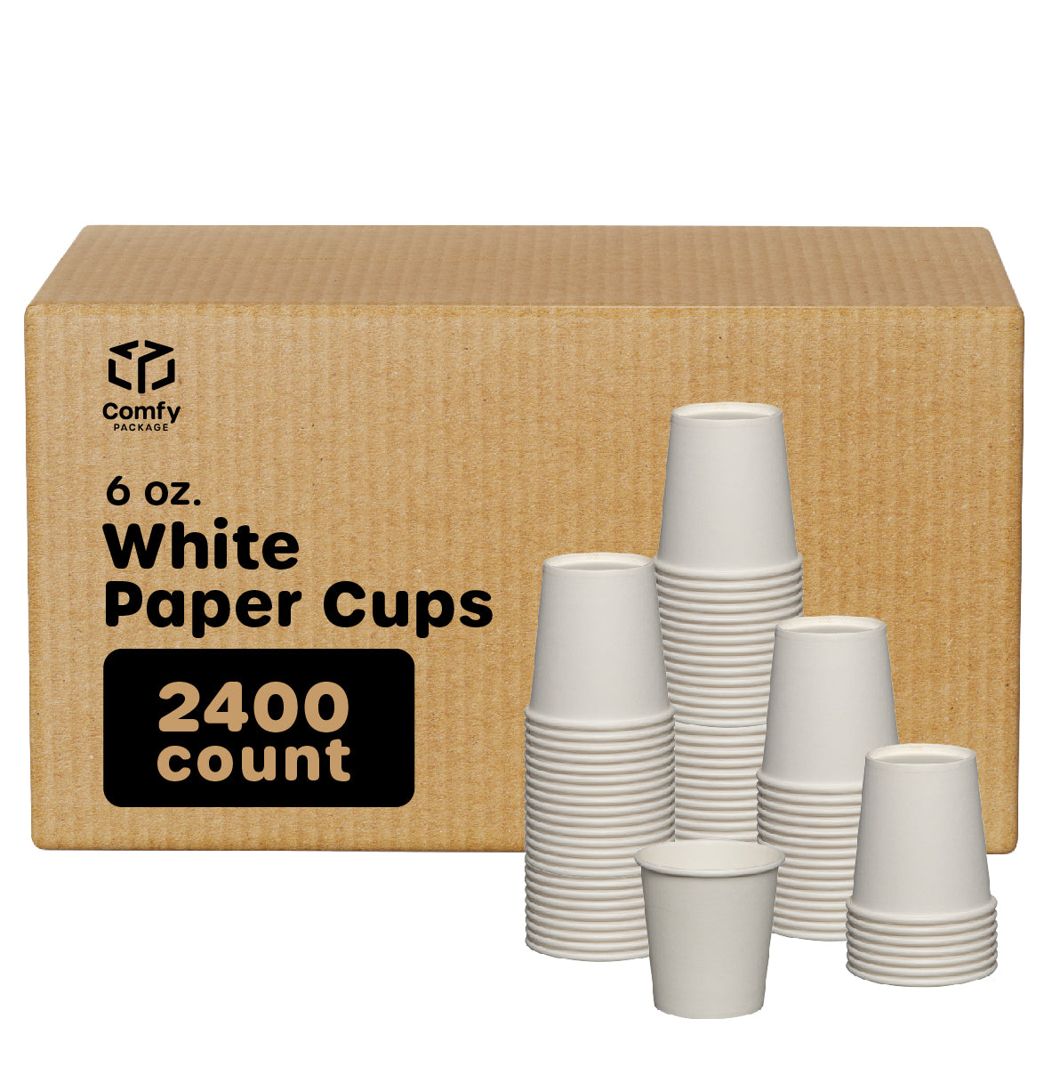 [Case of 2400] 6 oz. White Paper Hot Coffee Cups - Water Cooler Cups