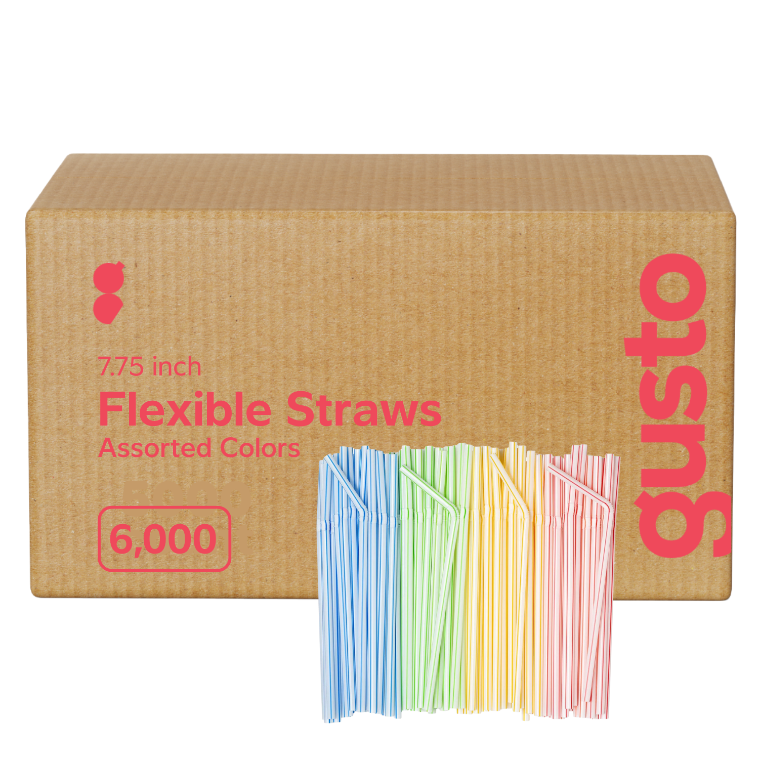 Case of Comfy Package Striped Flexible Drinking Straws