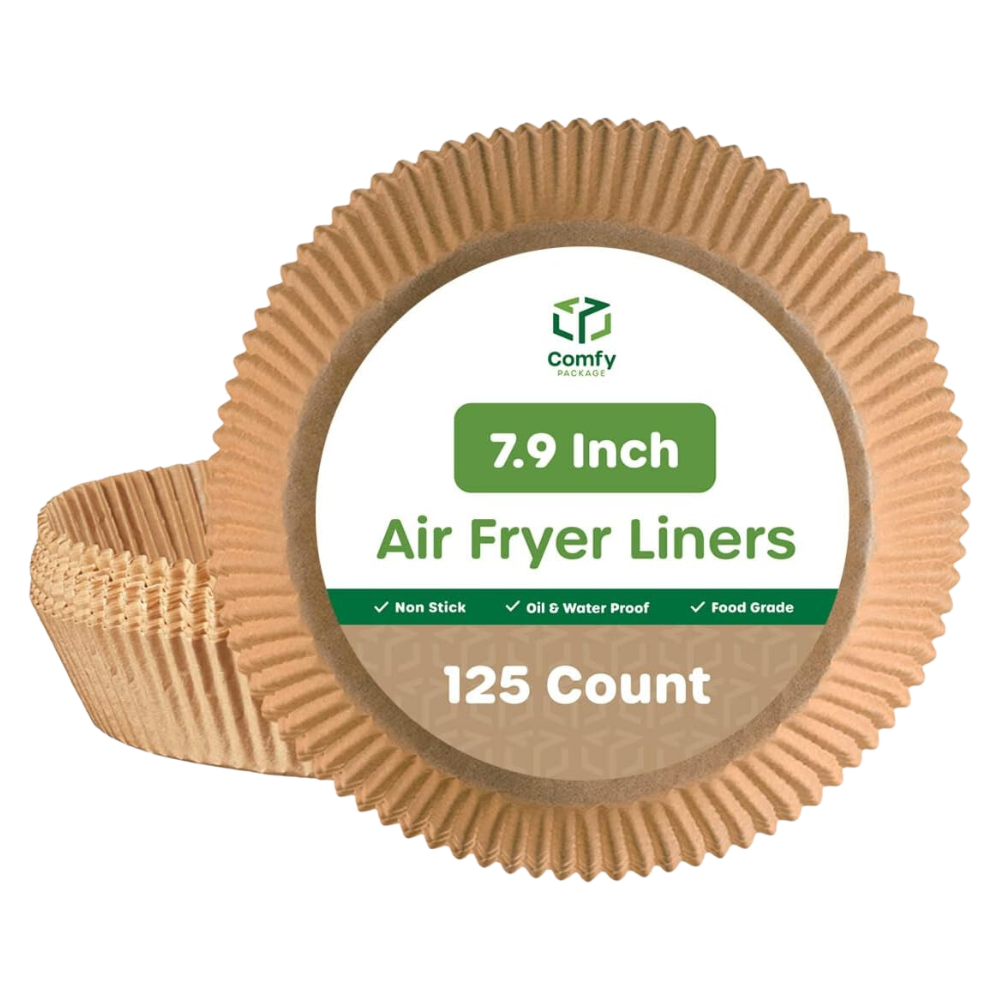 [Case of 2500] 7.9 Inch Disposable Round Air Fryer Liners, Non-Stick Parchment Paper Liners, Waterproof, Oil Resistance - Kraft