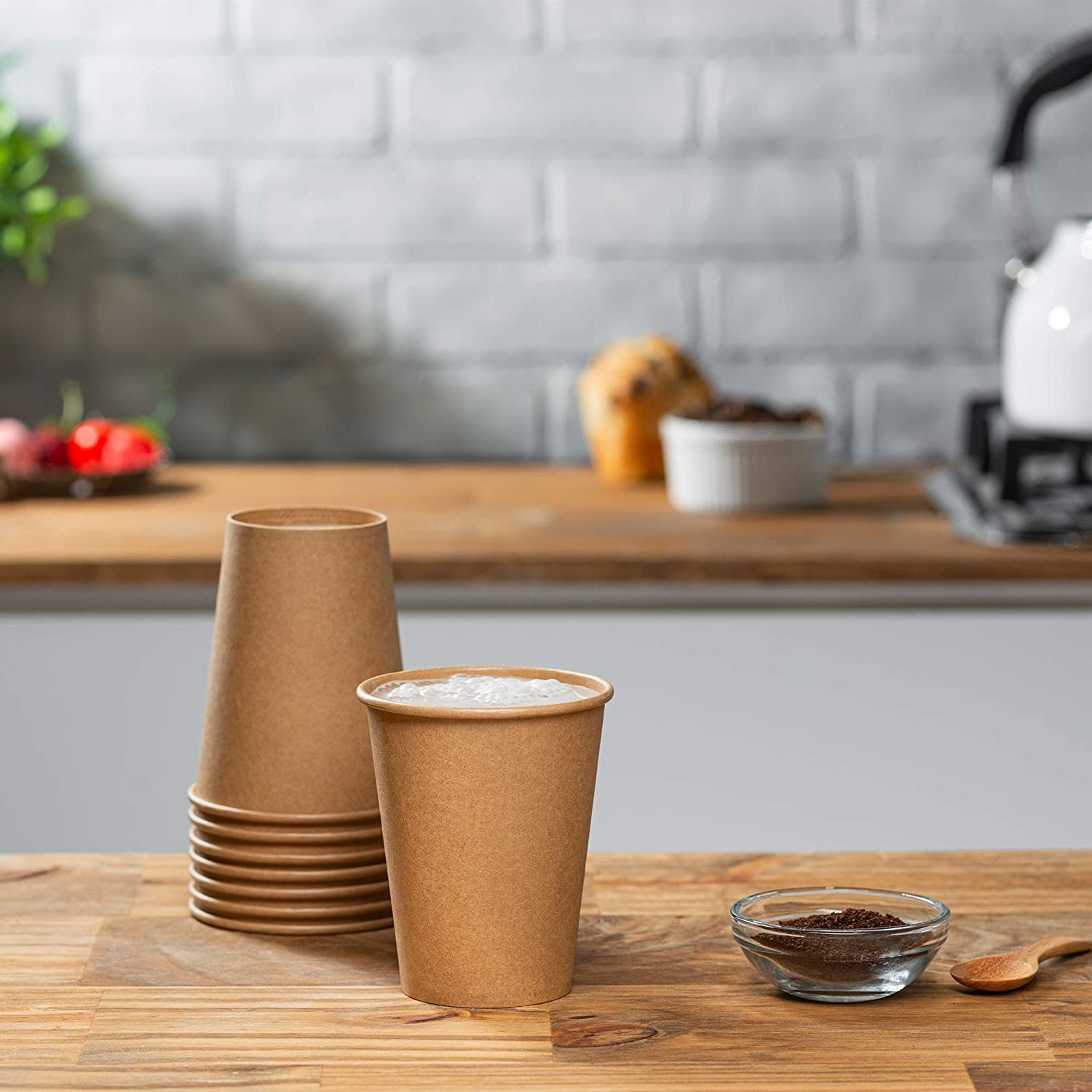 12 oz. Kraft Paper Hot Coffee Cups - Unbleached - Comfy Package