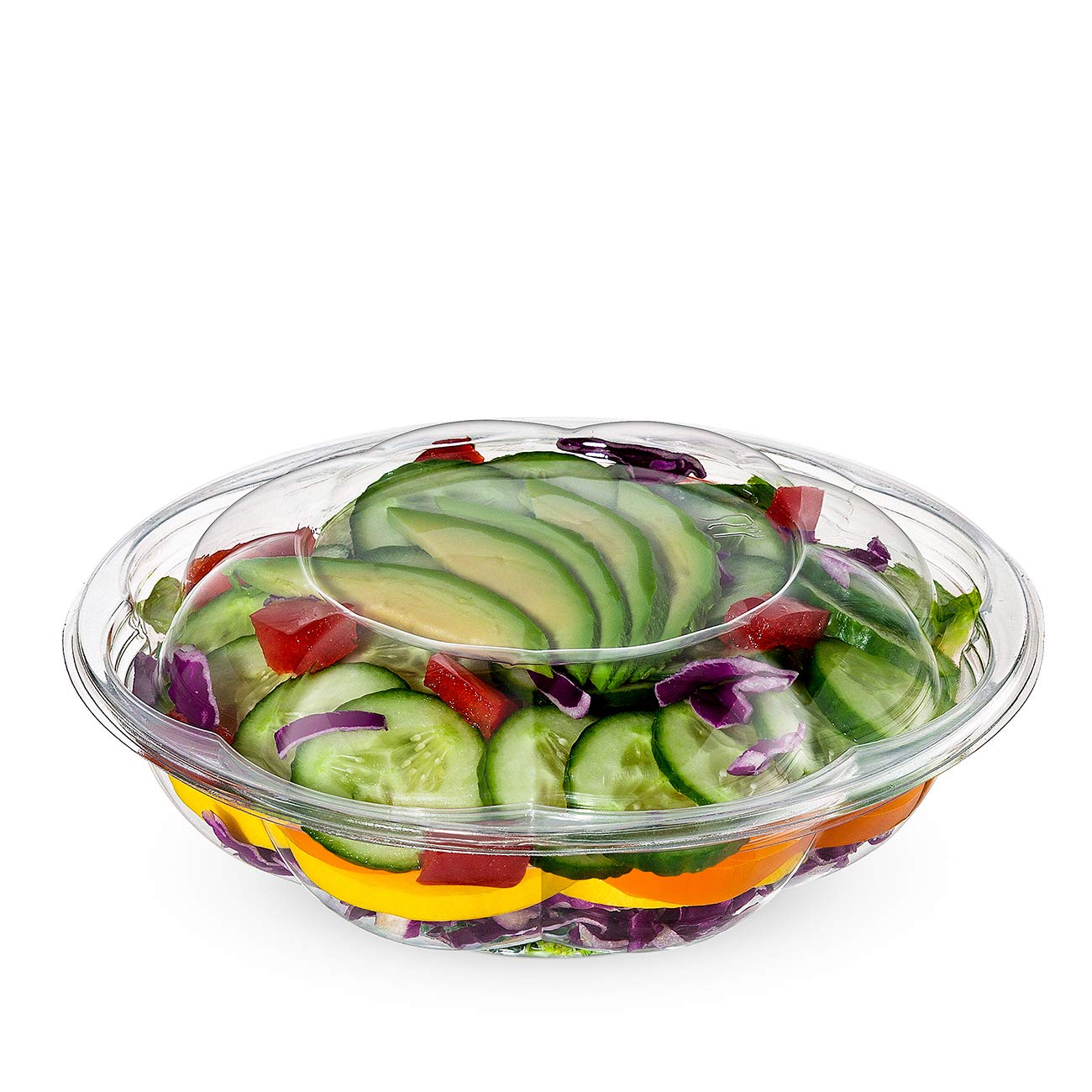 24 oz. Plastic Salad Bowls To-Go With Airtight Lids - Comfy Package