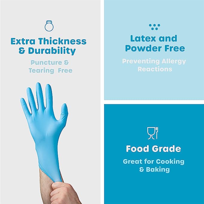 Synthetic Vinyl Blend Disposable Plastic Gloves Powder & Latex Free - Medium