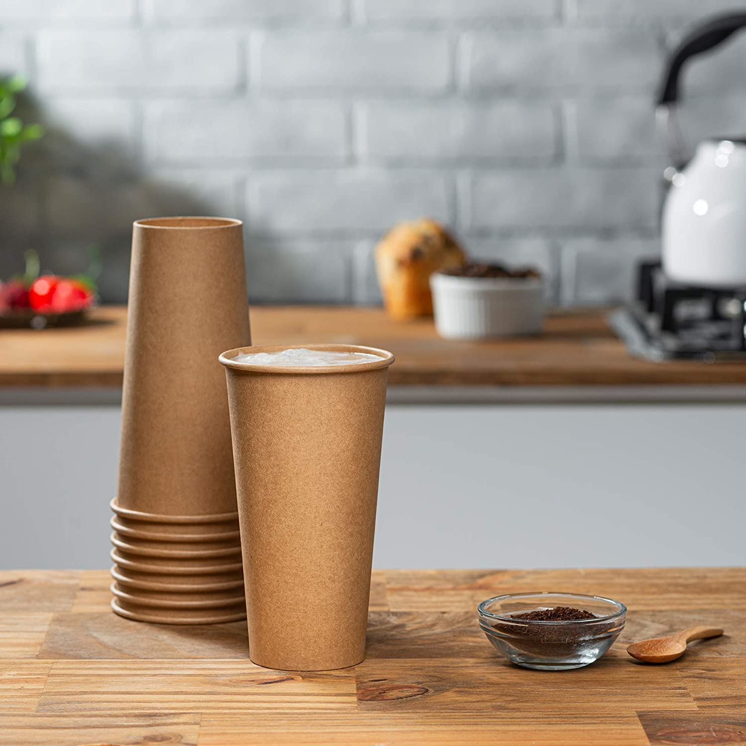 [Case of 600] 20 oz. Kraft Paper Hot Coffee Cups- Unbleached