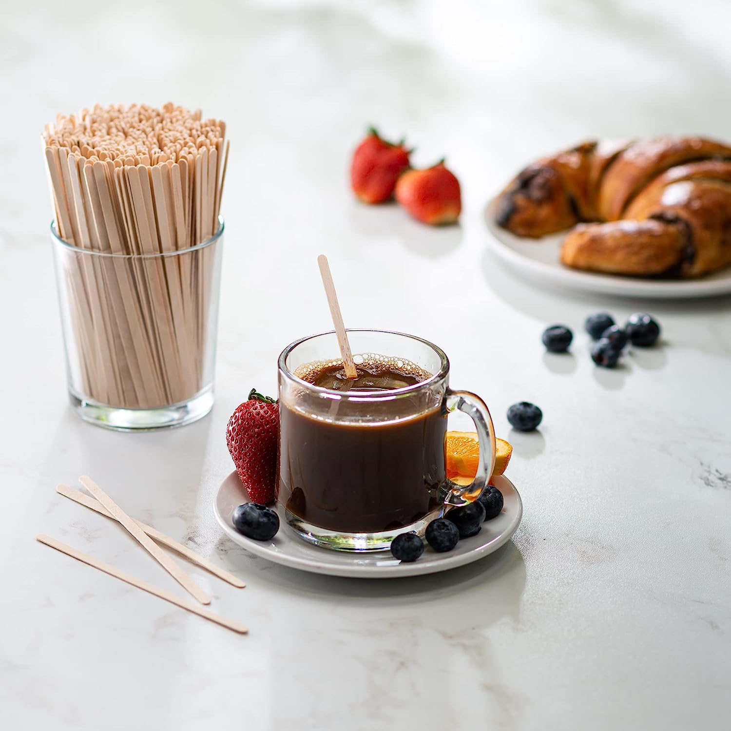 5.5 Inch Wooden Coffee Stirrers Wood Stir Sticks - Comfy Package