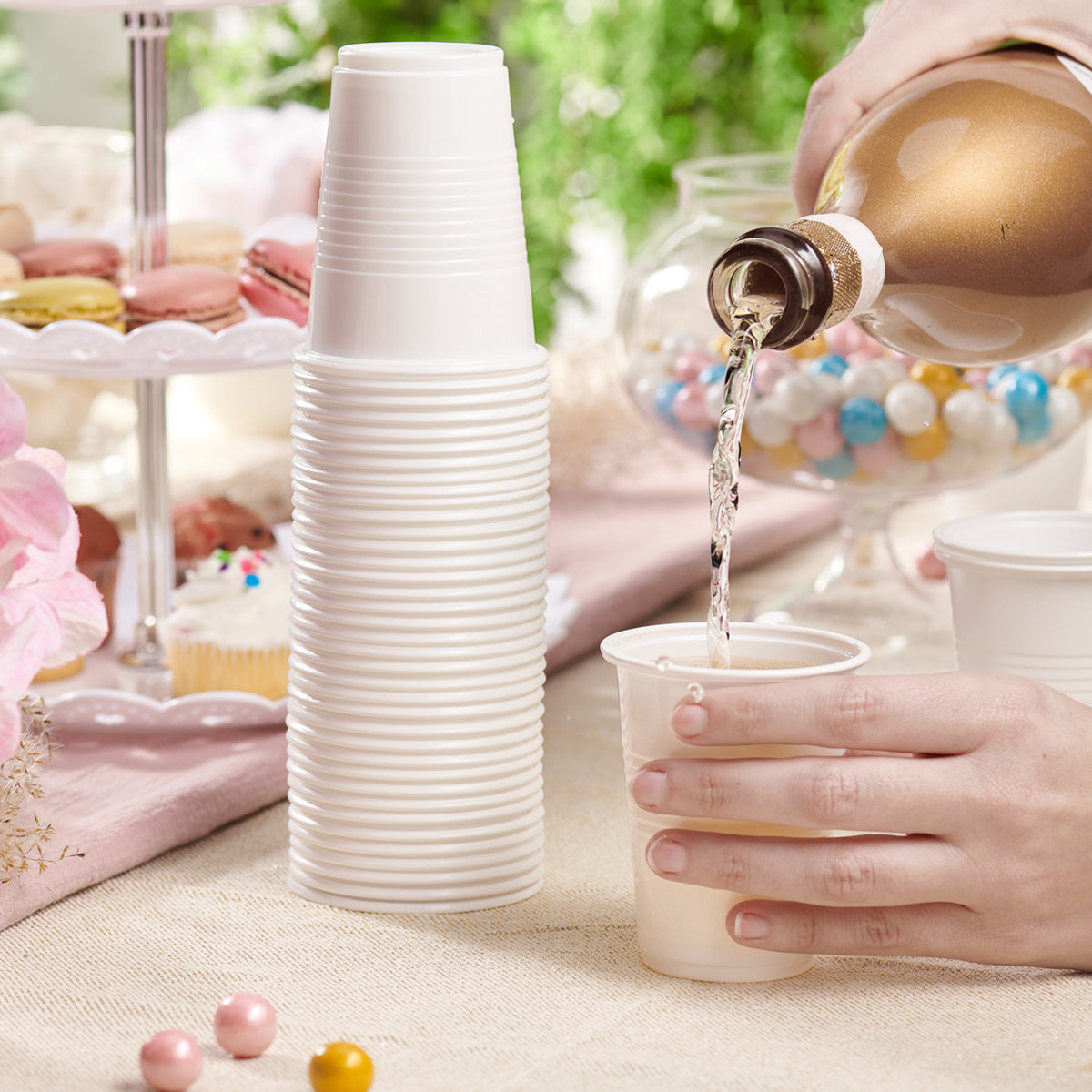 7 oz. White Disposable Plastic Cups - Comfy Package