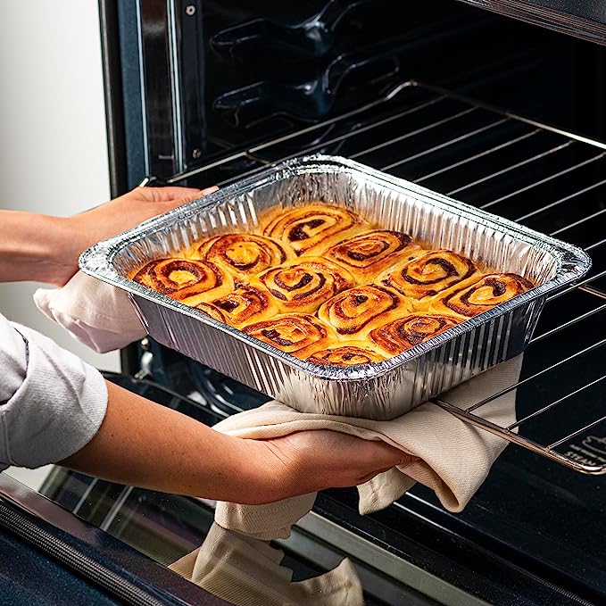 20-Pack Half Size Aluminum Pans With Lids - 9x13 Disposable Tin Foil Trays For Cooking & Baking