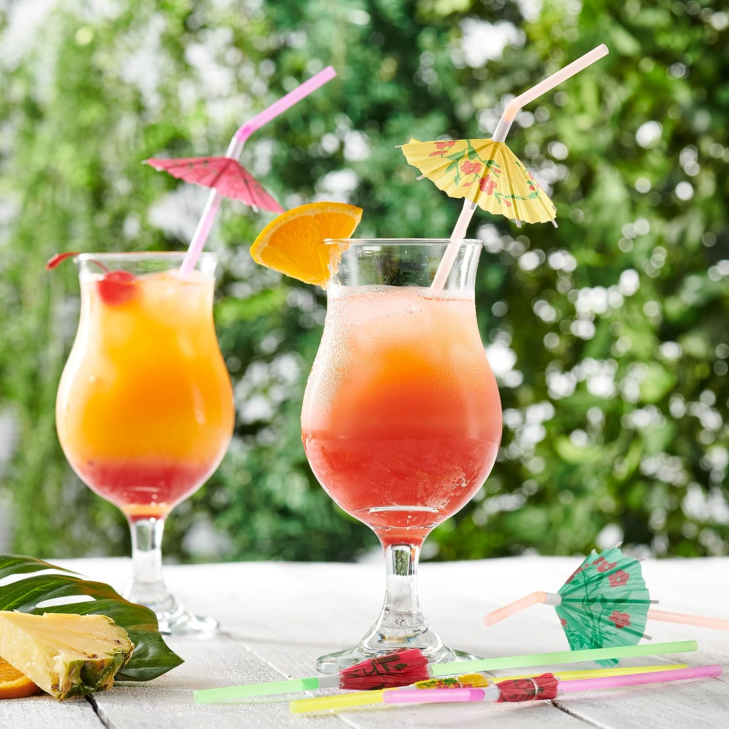 [Case of 1200] Umbrella Cocktail Flexible Straws - Assorted Colors Plastic Straws - Fancy Mini Paper Umbrella Drinking Straws for Cocktails, Milkshakes, Juice