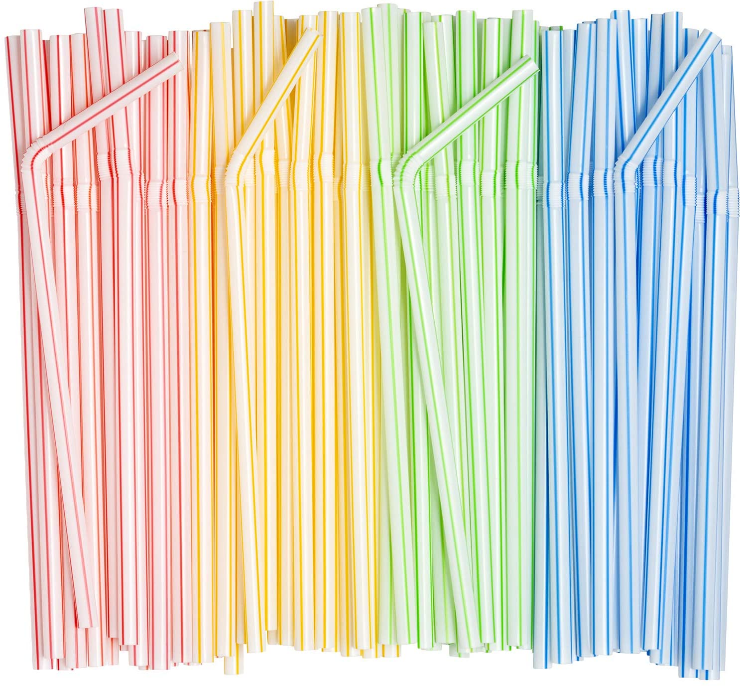 Case of Comfy Package Striped Flexible Drinking Straws