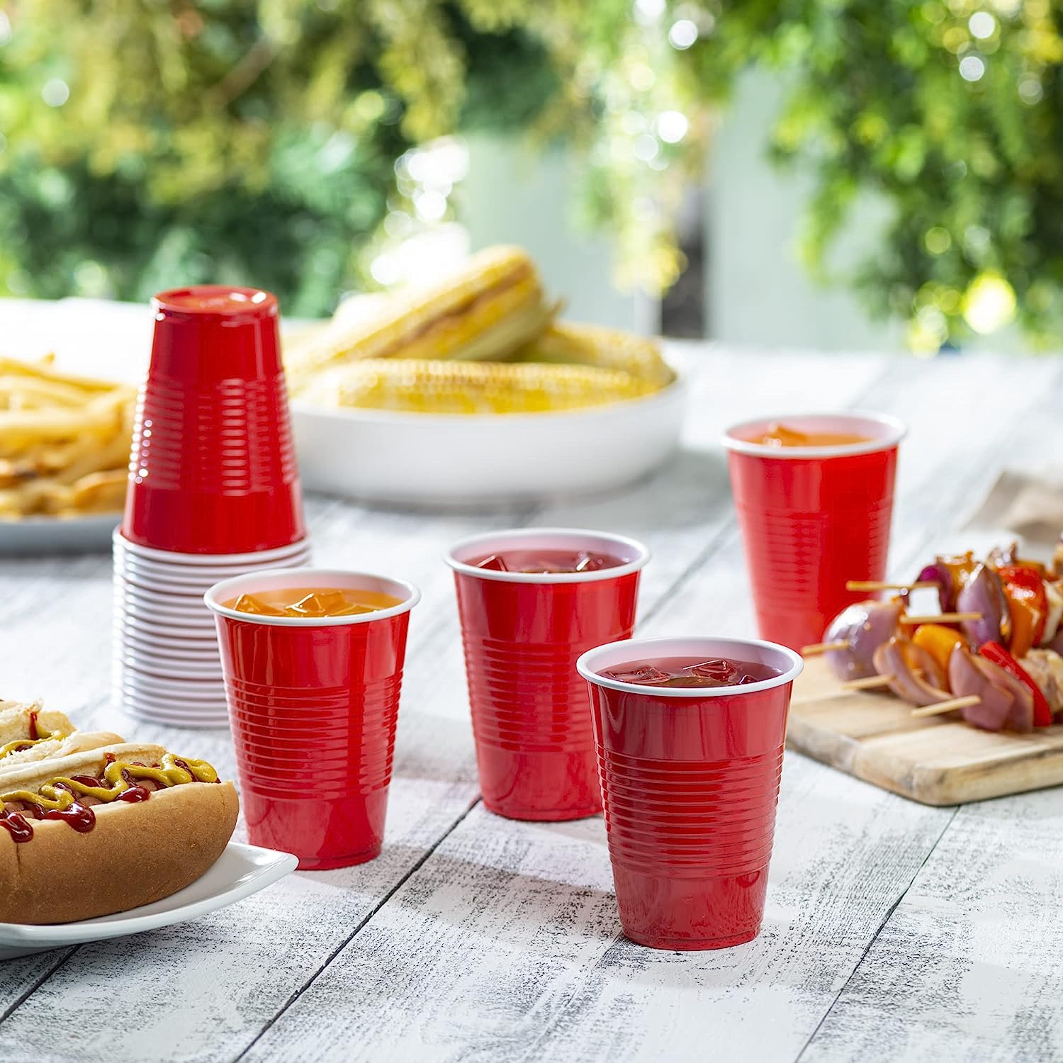 [Case of] Disposable Party Plastic Cups 9 oz. Red Drinking Cups