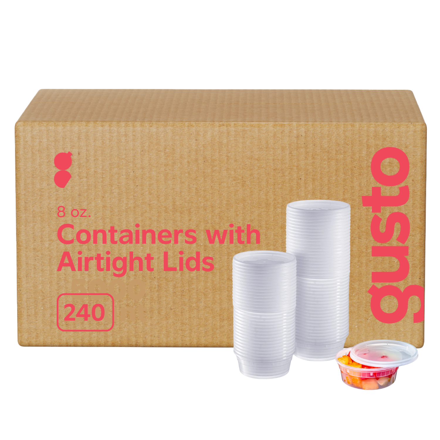 Pantry Value [Case of 240] 8 oz. Plastic Deli Food Storage Containers with Airtight Lids