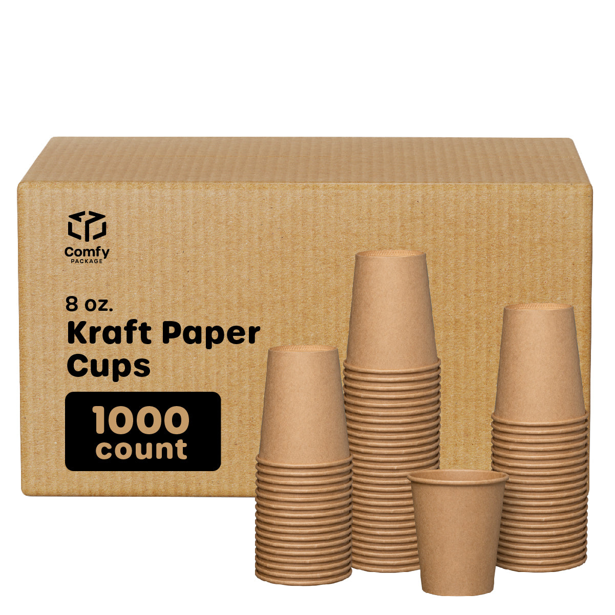 [8 oz.] Kraft Paper Hot Coffee Cups- Unbleached