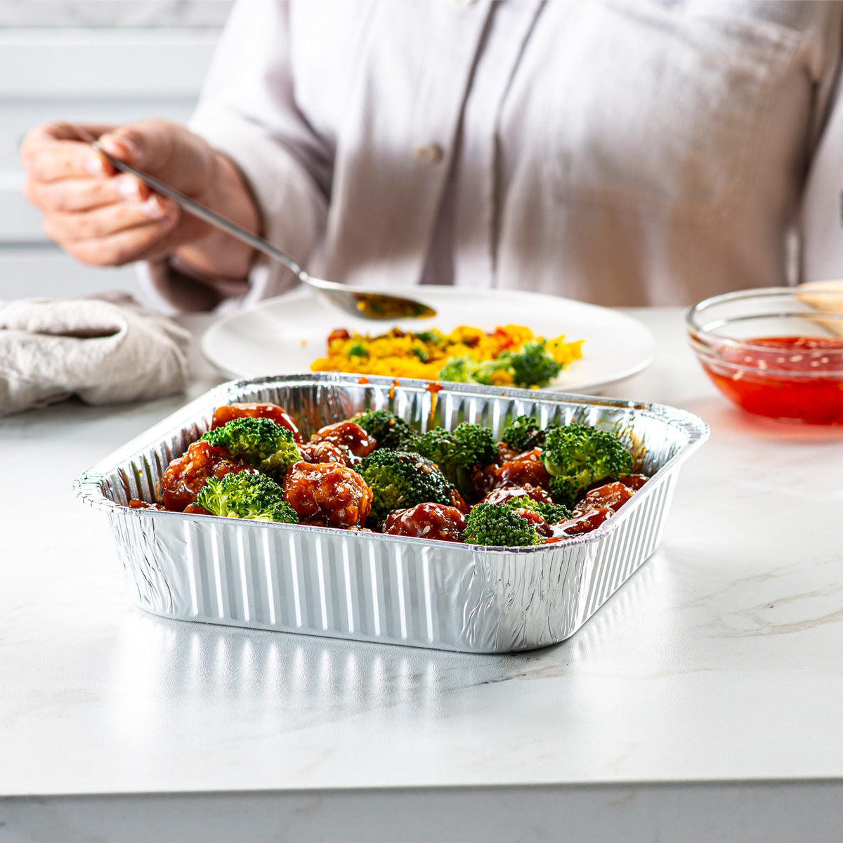 8x8 Square Foil Pans with Lids